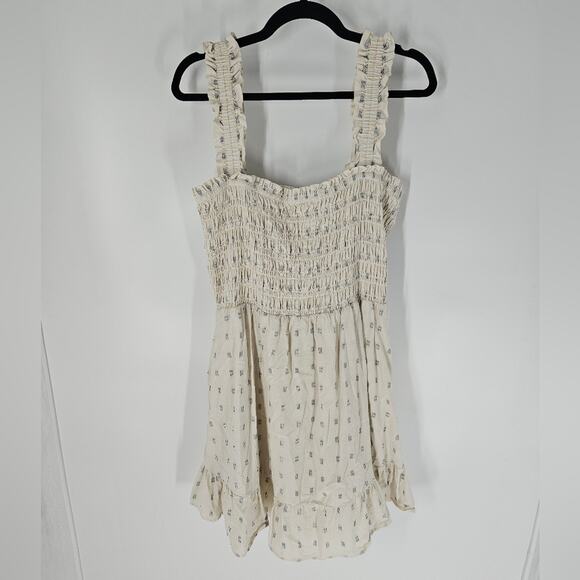 Madewell Ikat Swiss Dot Textured Lucie Smocked Tank Mini Dress XL - Picture 2 of 11